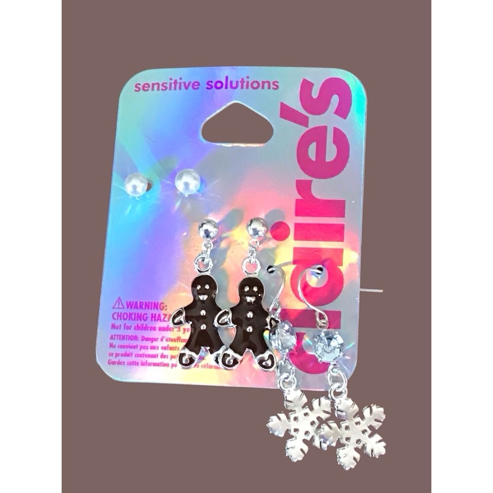 New Y2K VTG‎ Claires Hoop Reindeer Shaped Drop/Dangle Christmas Earrings